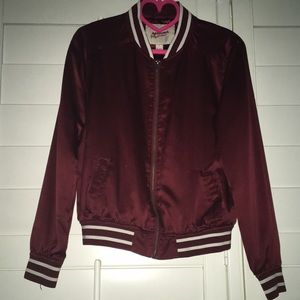 Burgundy Red Bomber Jacket